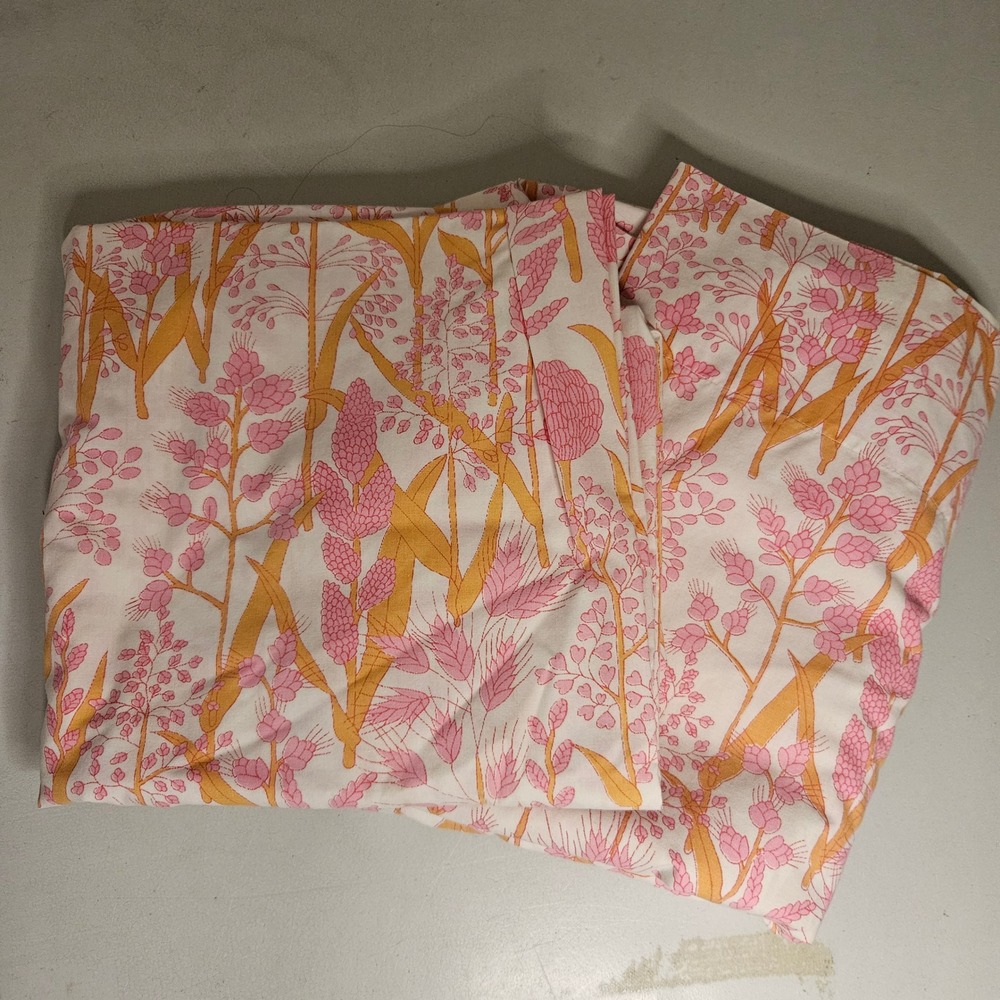 Vintage Wamsutta Ultracale Twin Sheet Set Pink Yellow Floral Wheat Made in USA